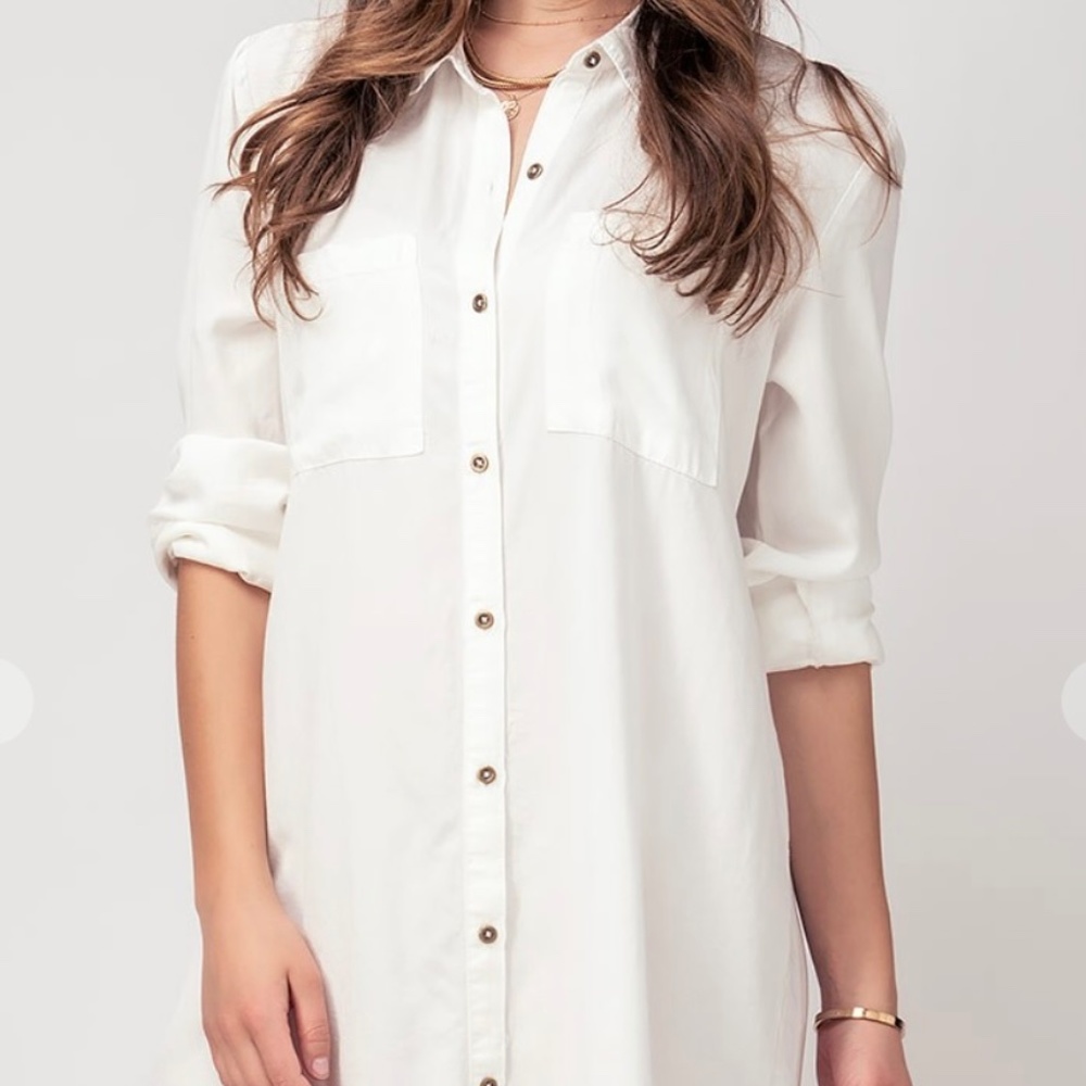 White Chambray Shirt Dress